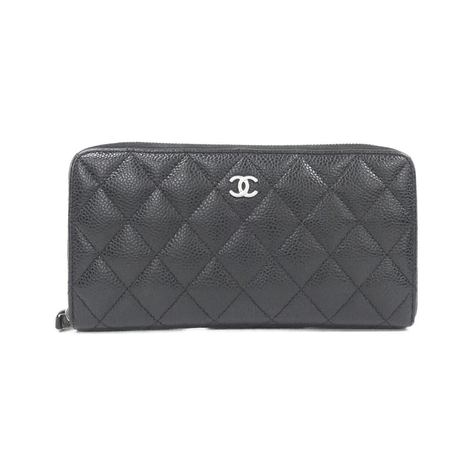 Chanel Black Bordeaux Grained Calfskin Long Wallet Bi-Fold Pre-Owned