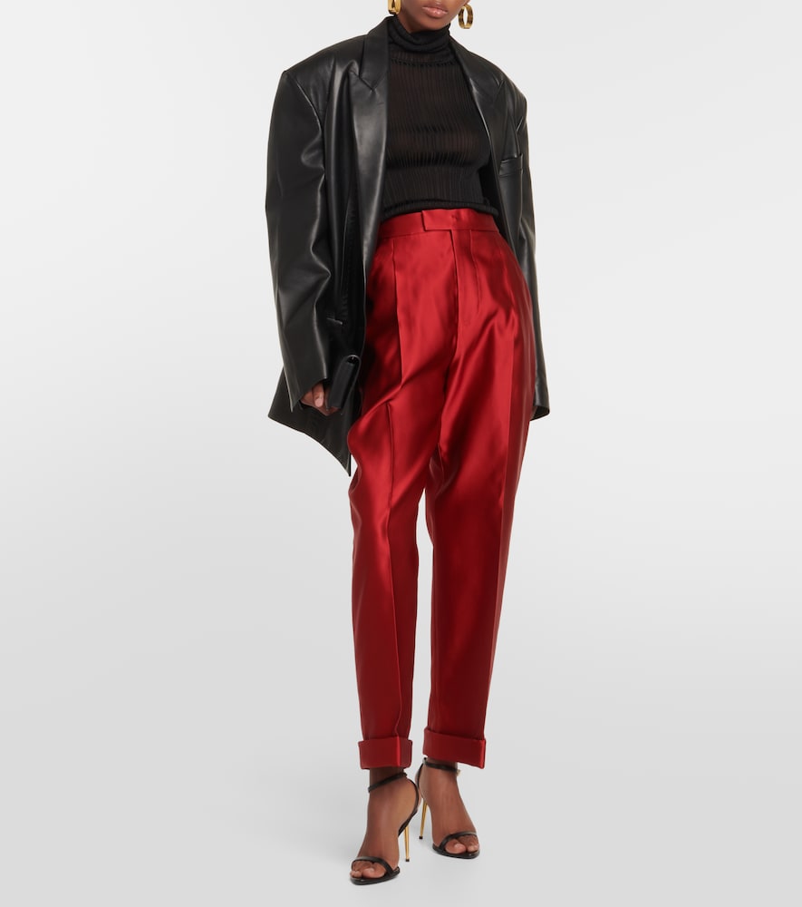 Silk duchesse straight pants