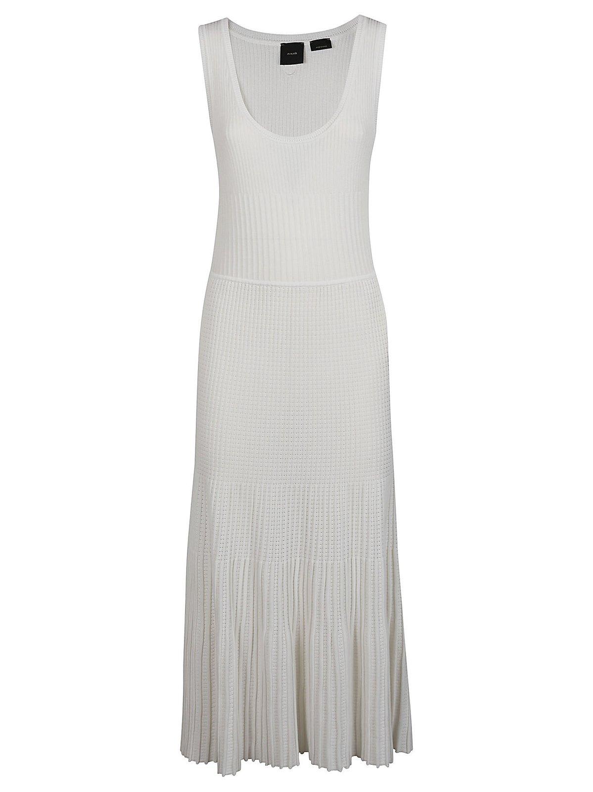 Textured-knit scoop-neck dress - White