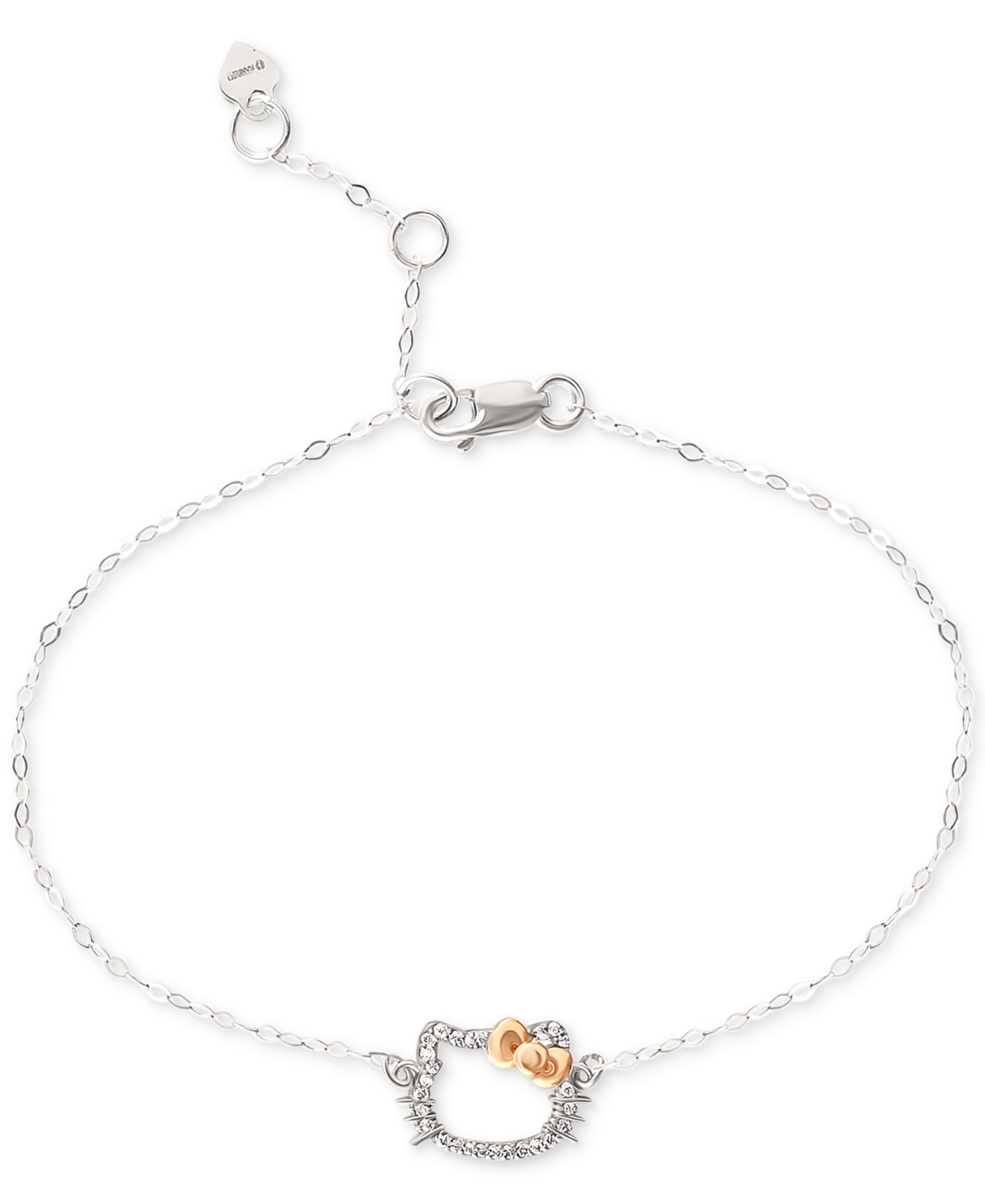 Hello Kitty Diamond Silhouette Link Bracelet (1/20 ct. t.w.) in 10k White & Rose Gold - White Gold