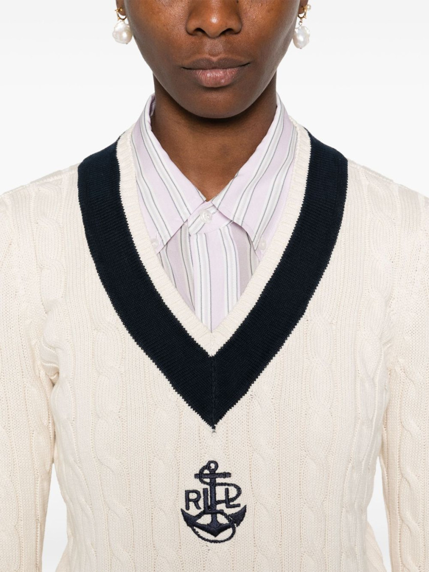 Beige Meren V-neck Sweater