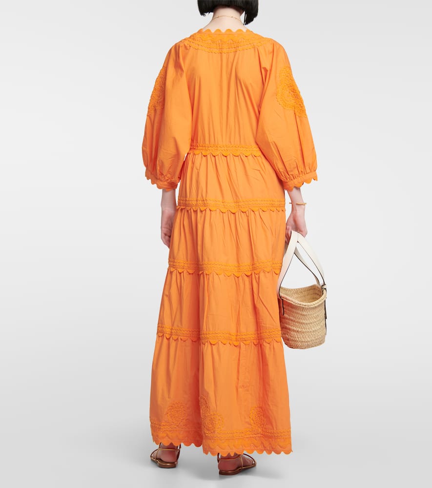 Juliet Dunn Embroidered cotton poplin maxi dress