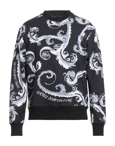 Man Sweatshirt Black Size L Cotton, Elastane