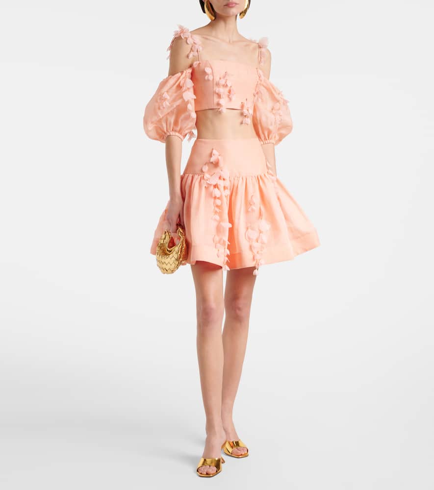 Dawning linen and silk miniskirt