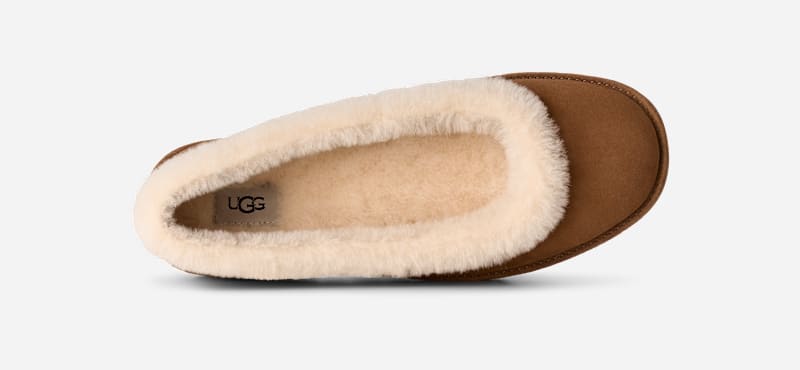 ® Women's Zora Ballet Flat Sheepskin Shoes in Chestnut