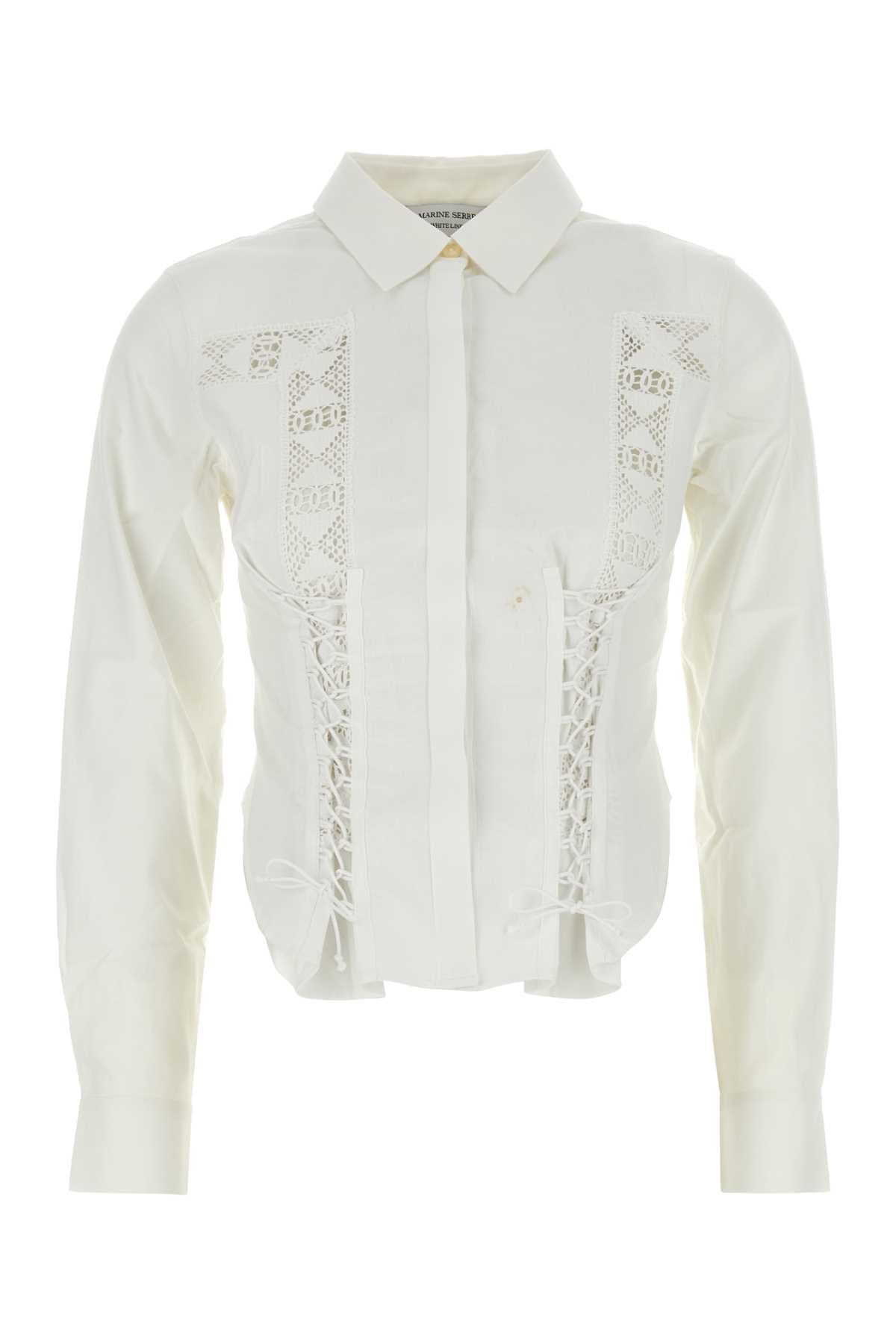 Lace-Trimmed Cotton Shirt — White