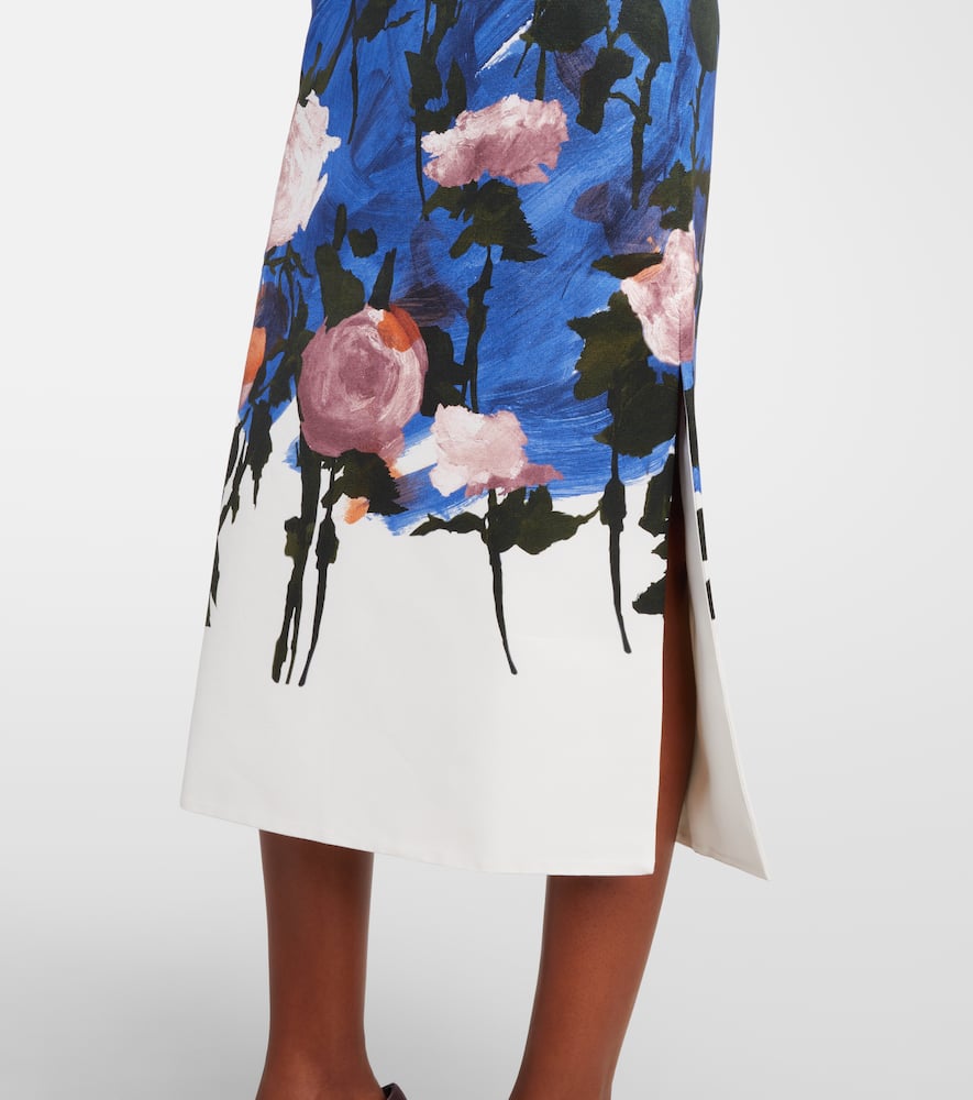 Floral cotton-blend midi dress