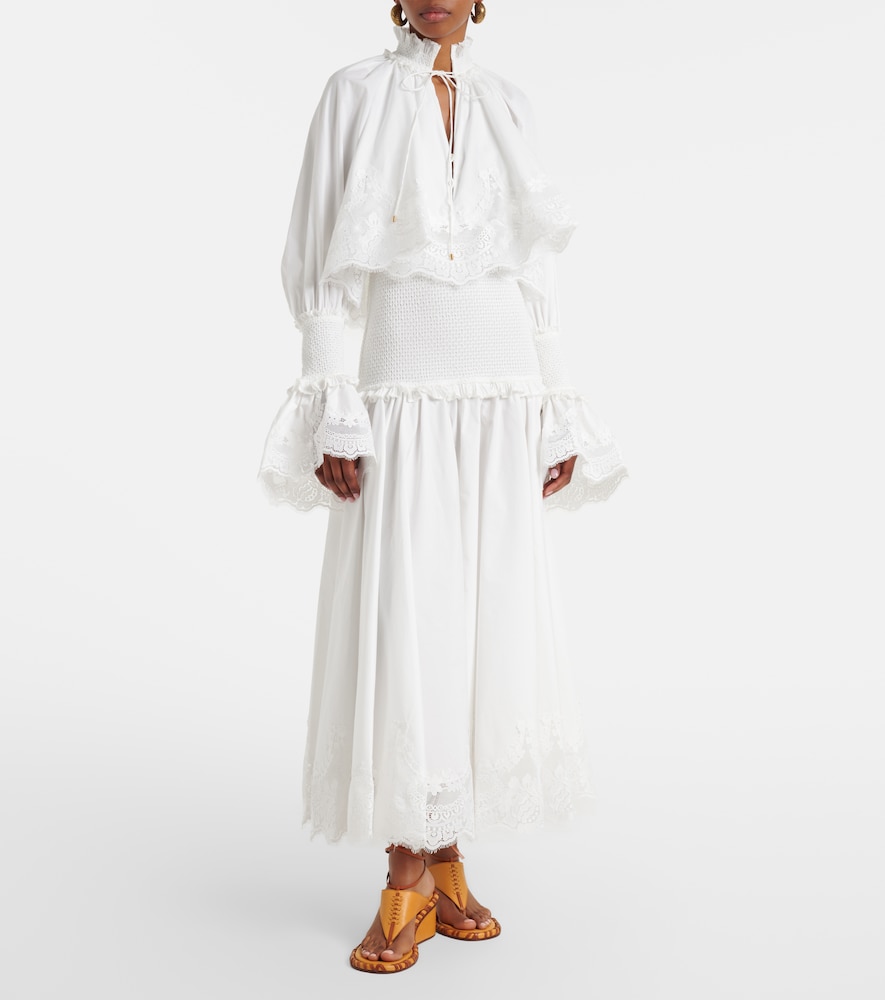 Alchemy lace-trimmed cotton poplin maxi dress