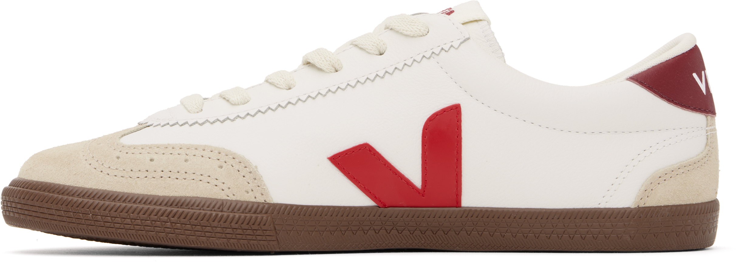 VEJA White & Red Volley Leather Sneakers