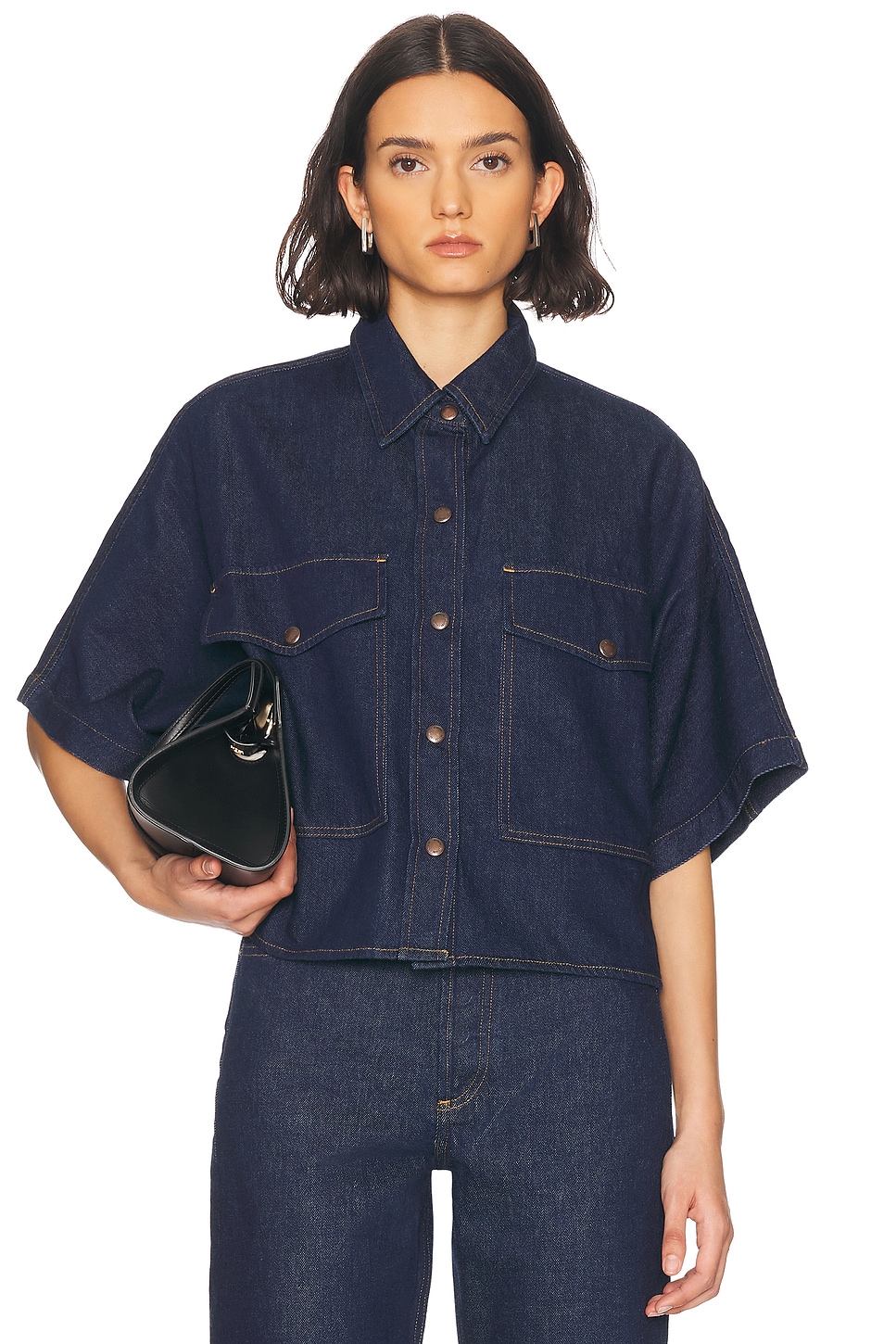 AGOLDE Taron Shirt in Rinse - Blue. S also in