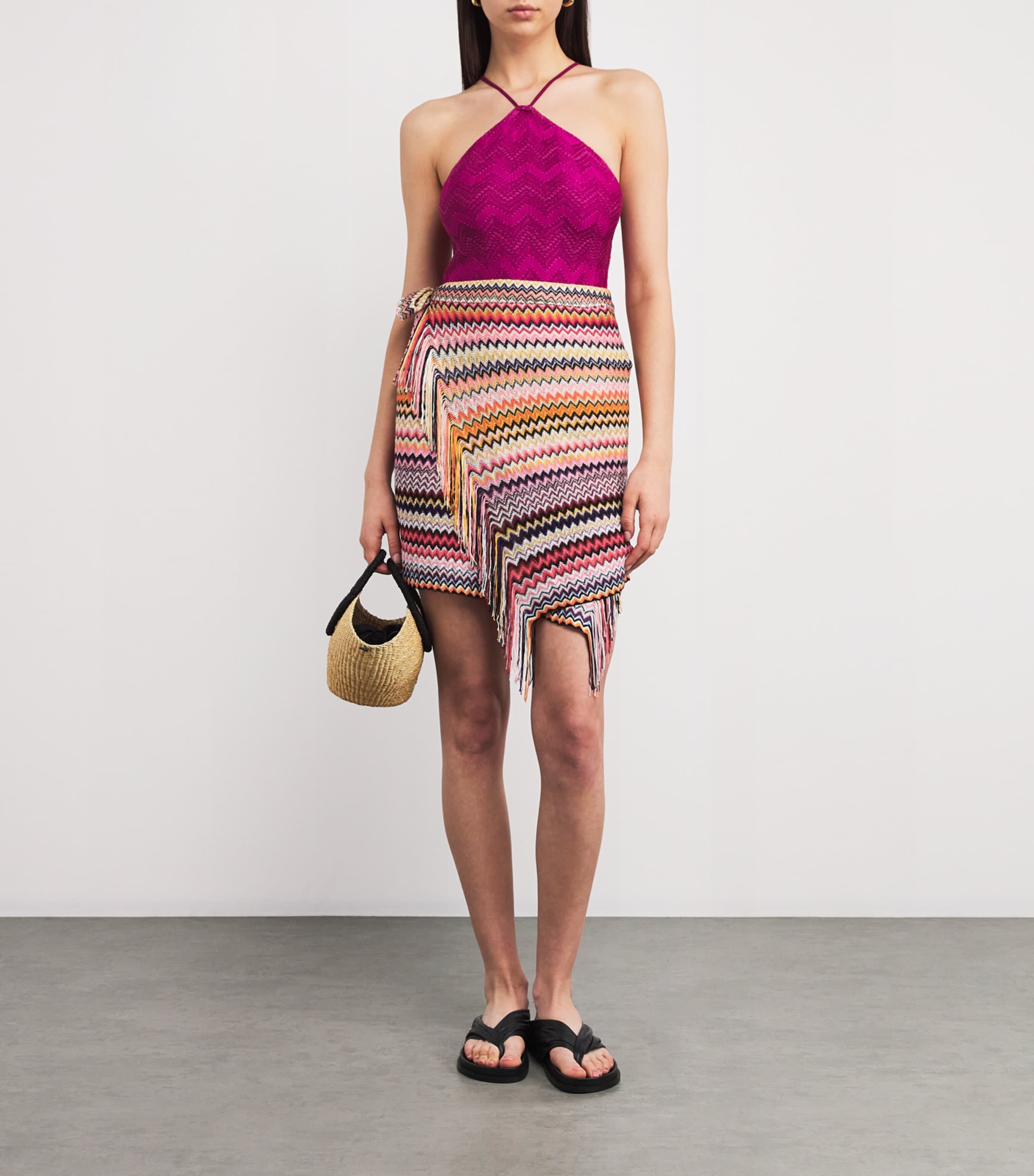Missoni Fringe-Trim Zigzag Pareo