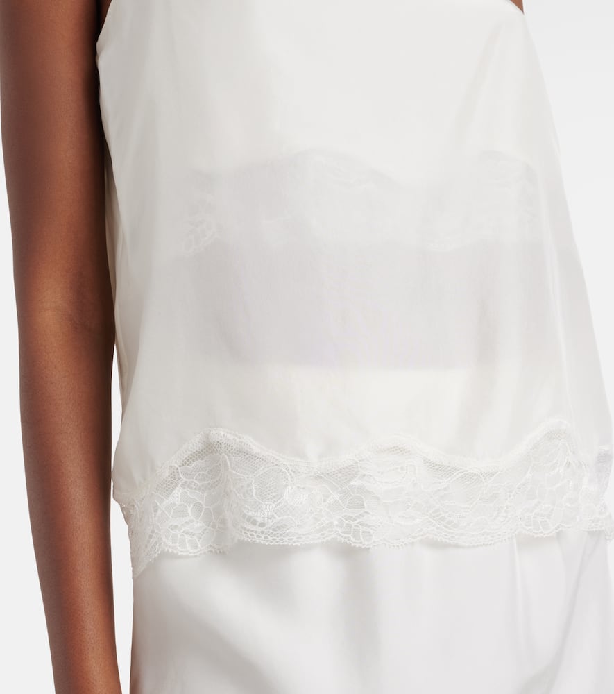 Playful Volumes lace-trimmed silk top