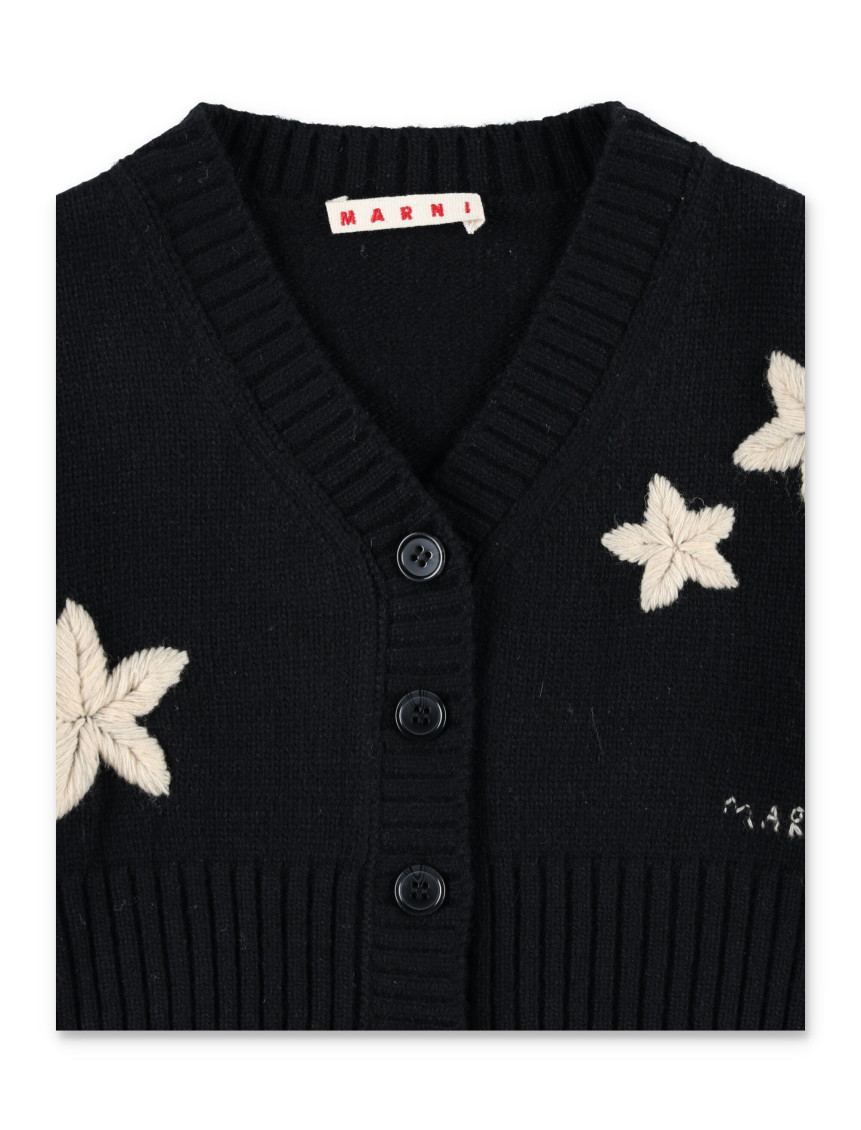 Girls Black V Neck Cardigan