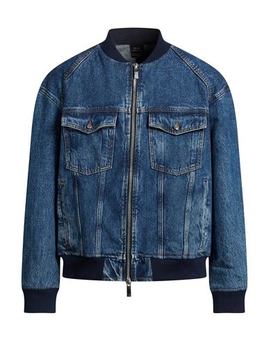 Man Denim outerwear Blue Size L Cotton