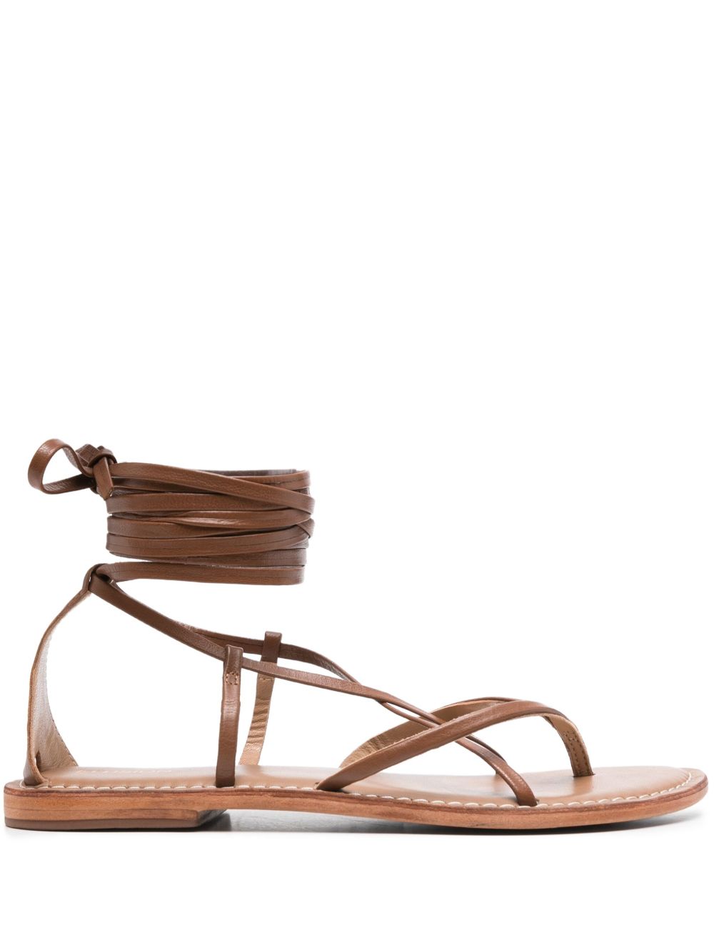 Lace-up leather sandals - Brown