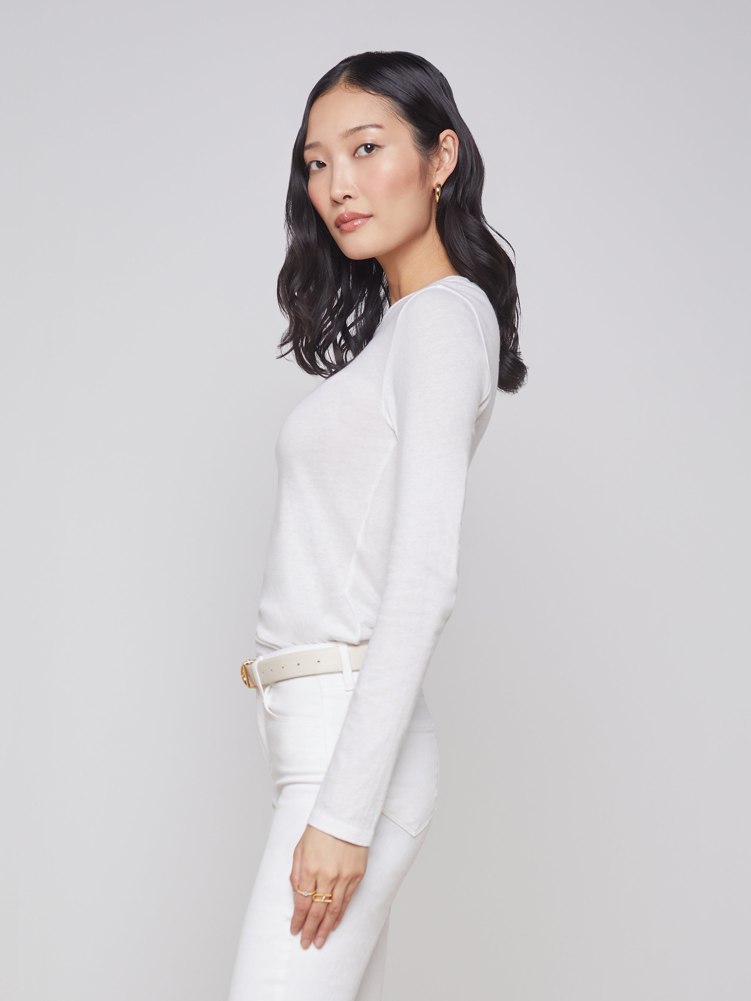 Tess Long Sleeve T-Shirt In White