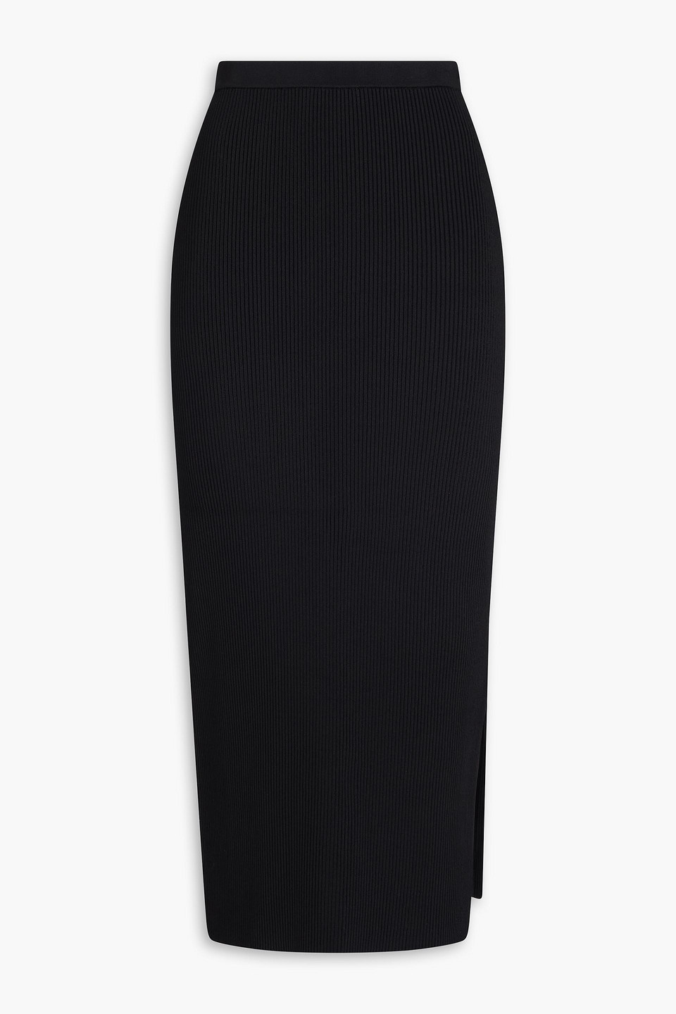 Ribbed-knit midi pencil skirt - Black - XS