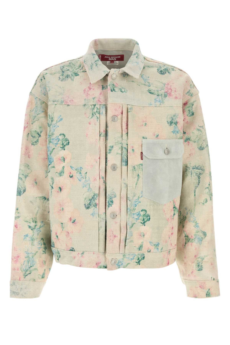 Junya Watanabe - canvas jacket floral motif chest pocket collar