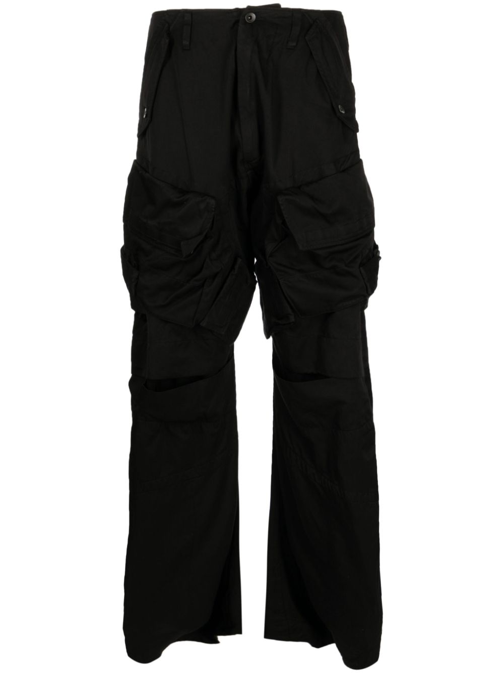 Panelled ruched cargo trousers - Black