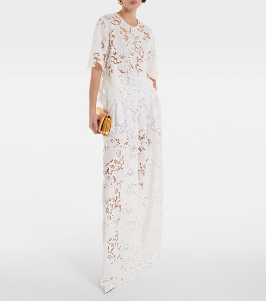 High-rise wide-leg lace pants