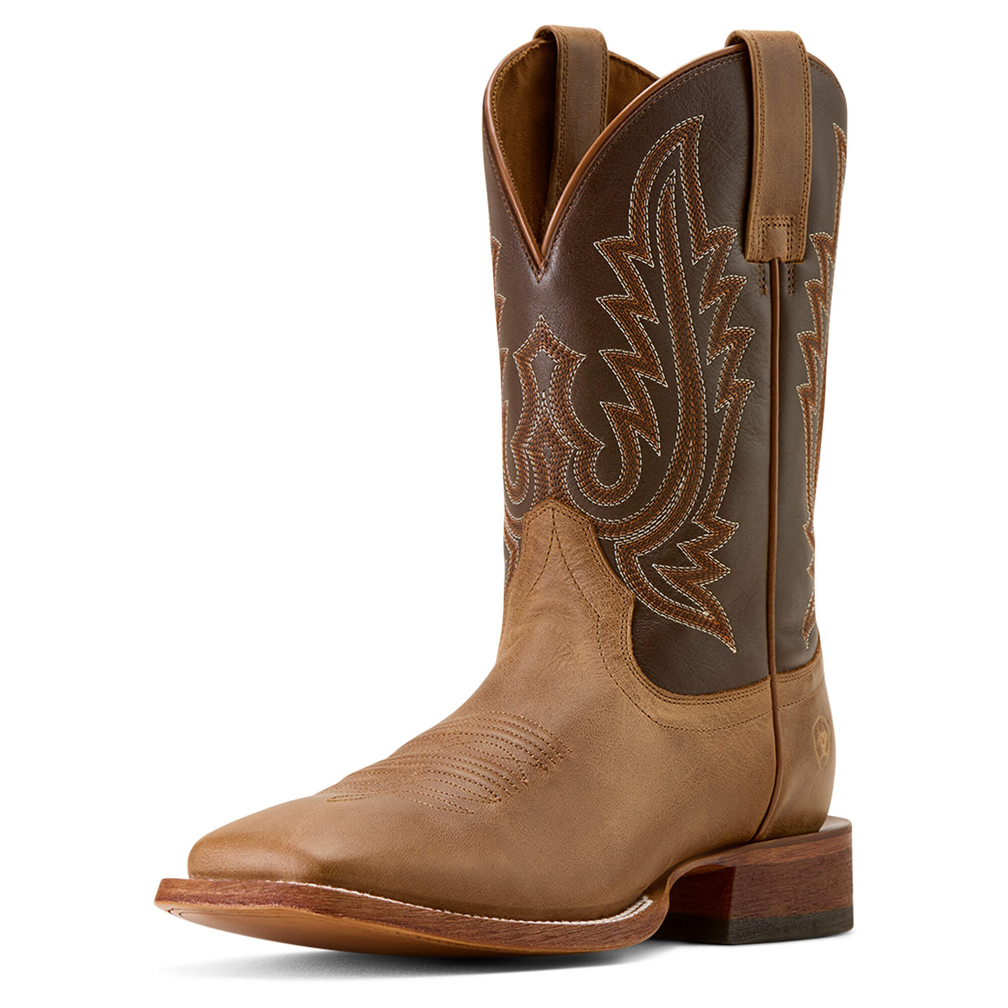 Men's County Roads Wide Square Toe Western Boots in Wheat Tan Santa Fe Brown, D Medium Width, Size 7, by