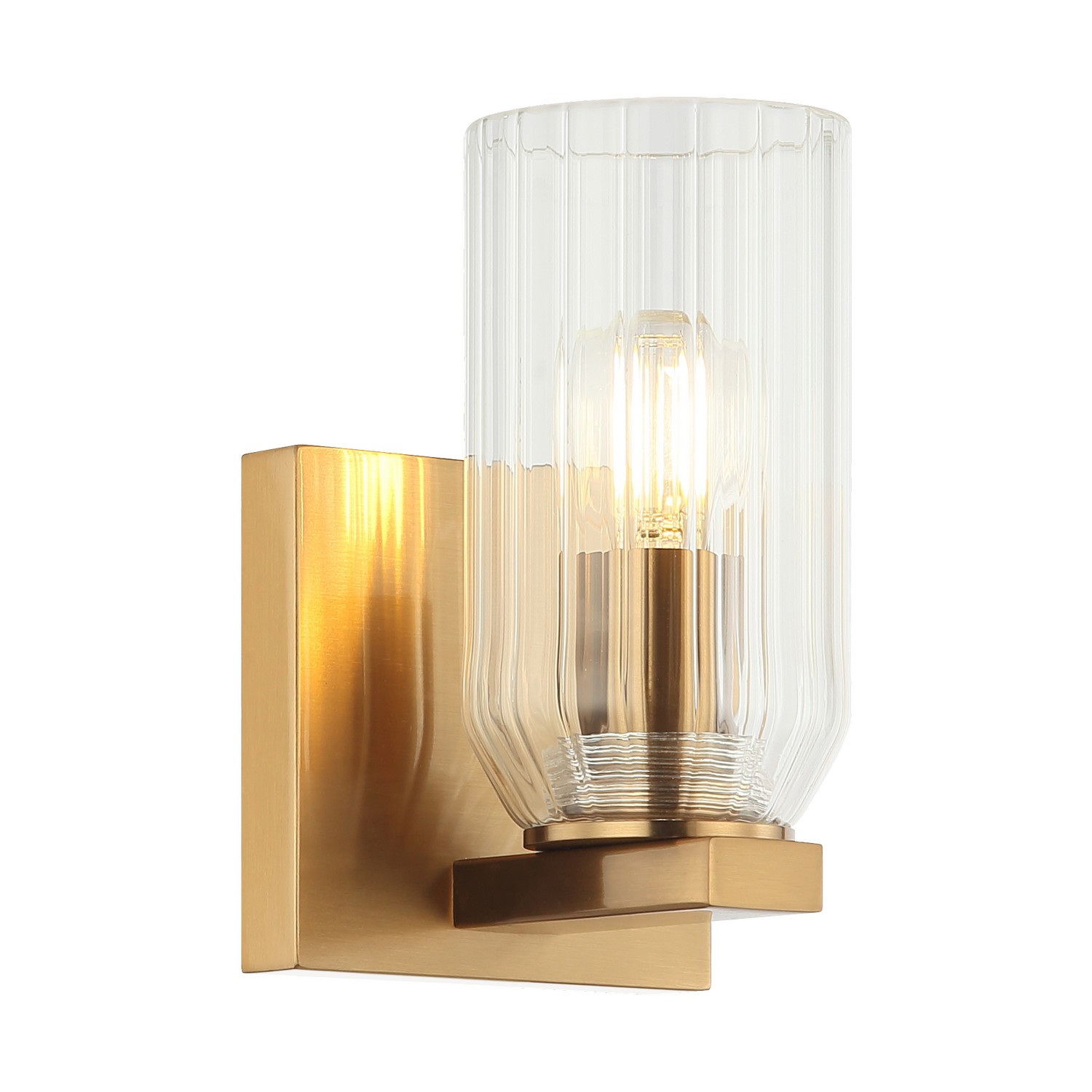 Aged Gold Brass One Light Wall Sconce from the Westlock Collection