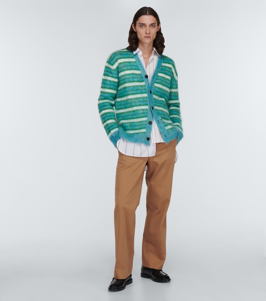 Striped mohair-blend cardigan