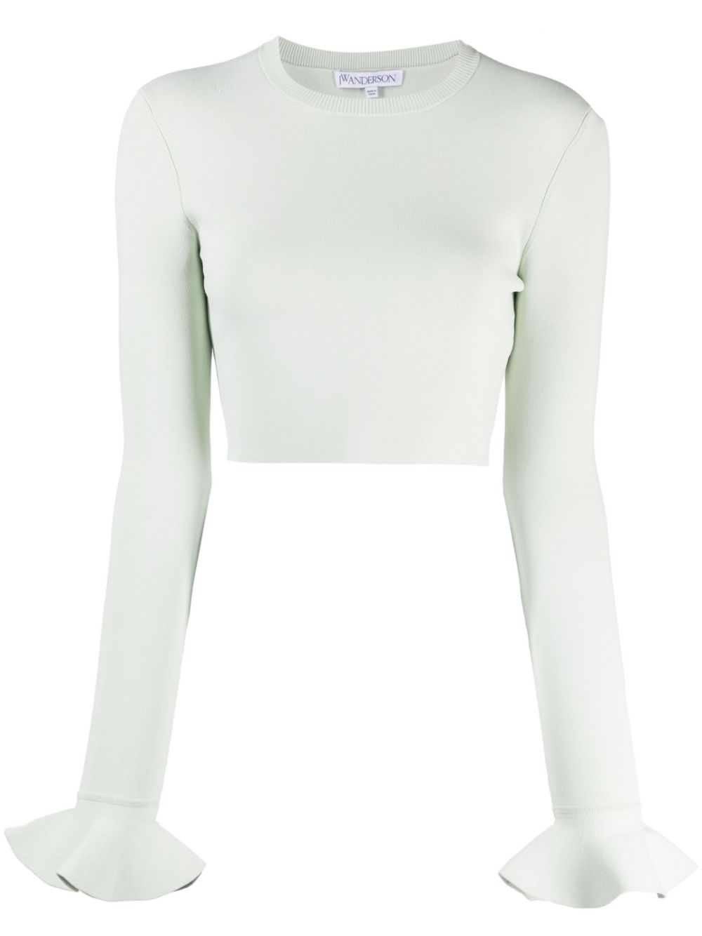 Ruffle-detail cropped top - Green