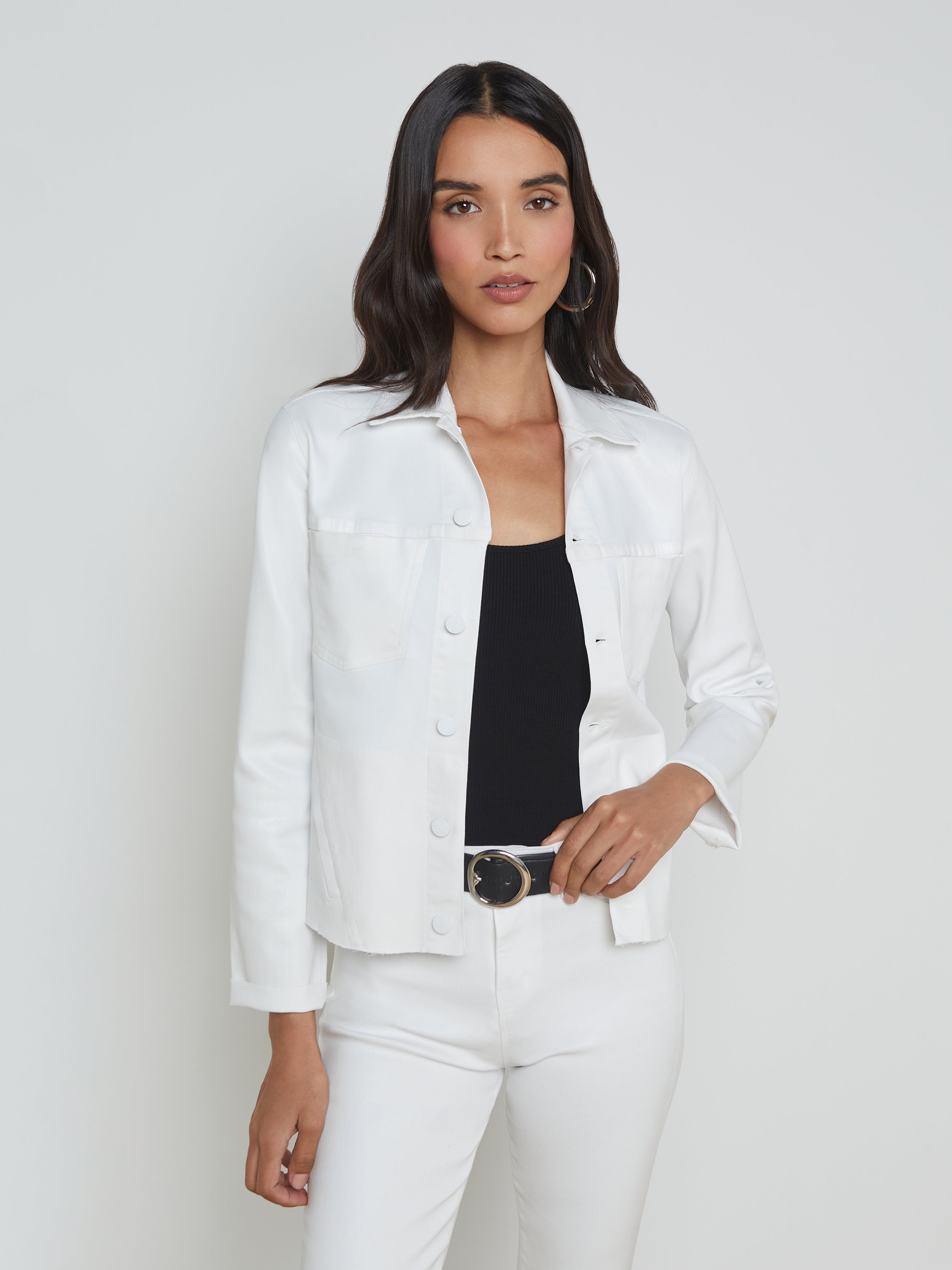 Janelle Coated Denim Jacket In Blanc Coated