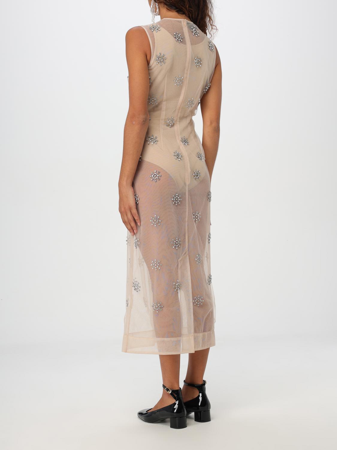 Crystal-embellished tulle midi dress - Neutrals