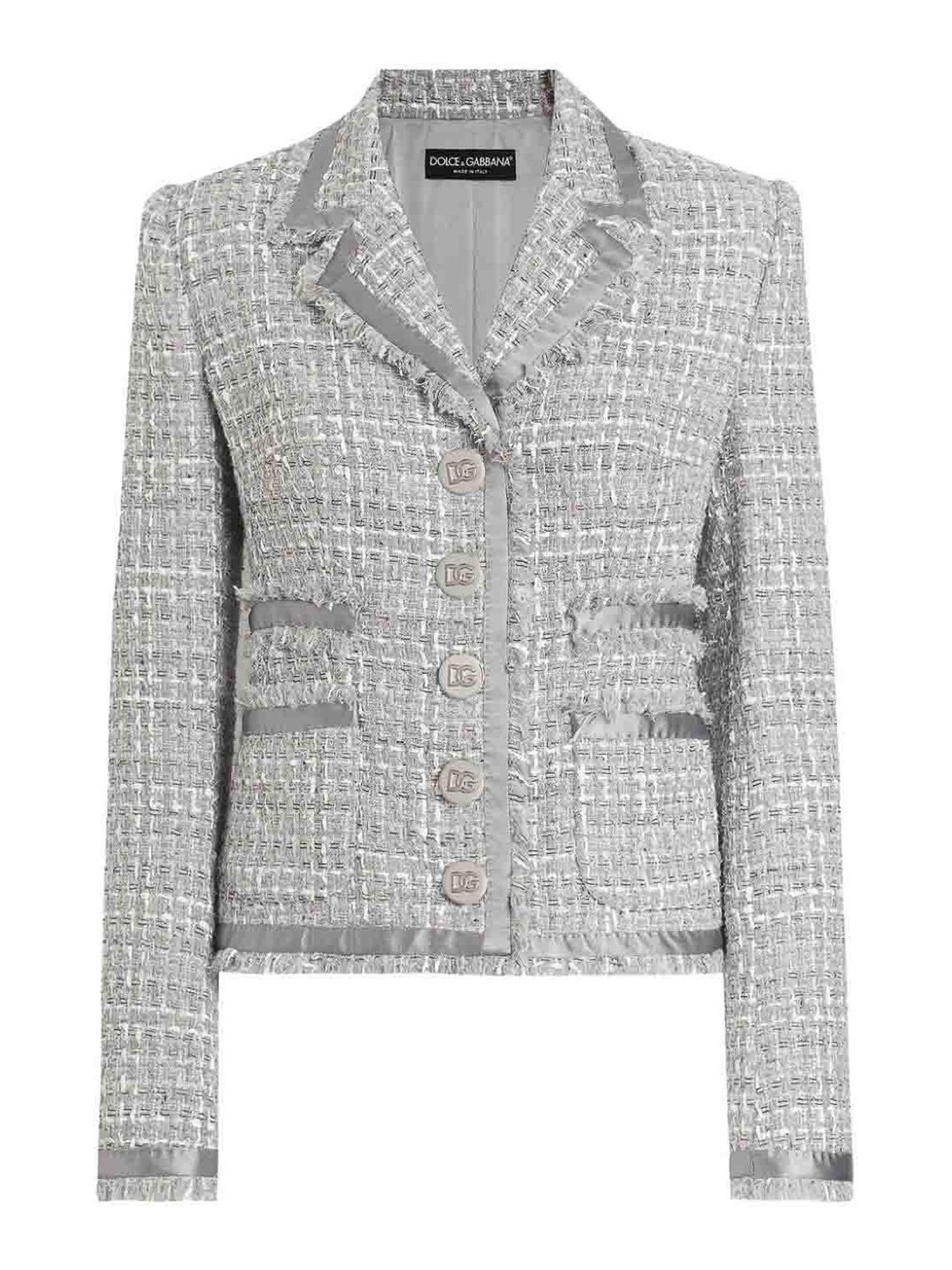 Jacket In Grey Lamé Bouclé