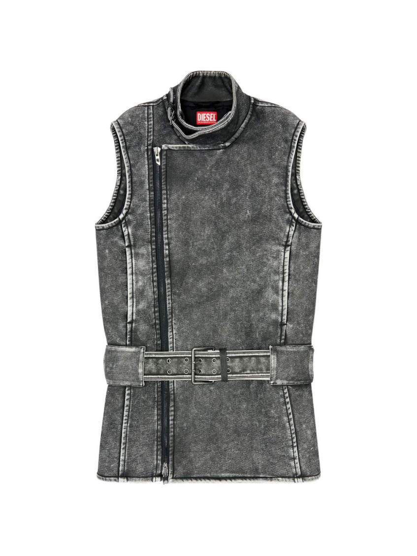 Black Distressed Mock Collar Mini Dress