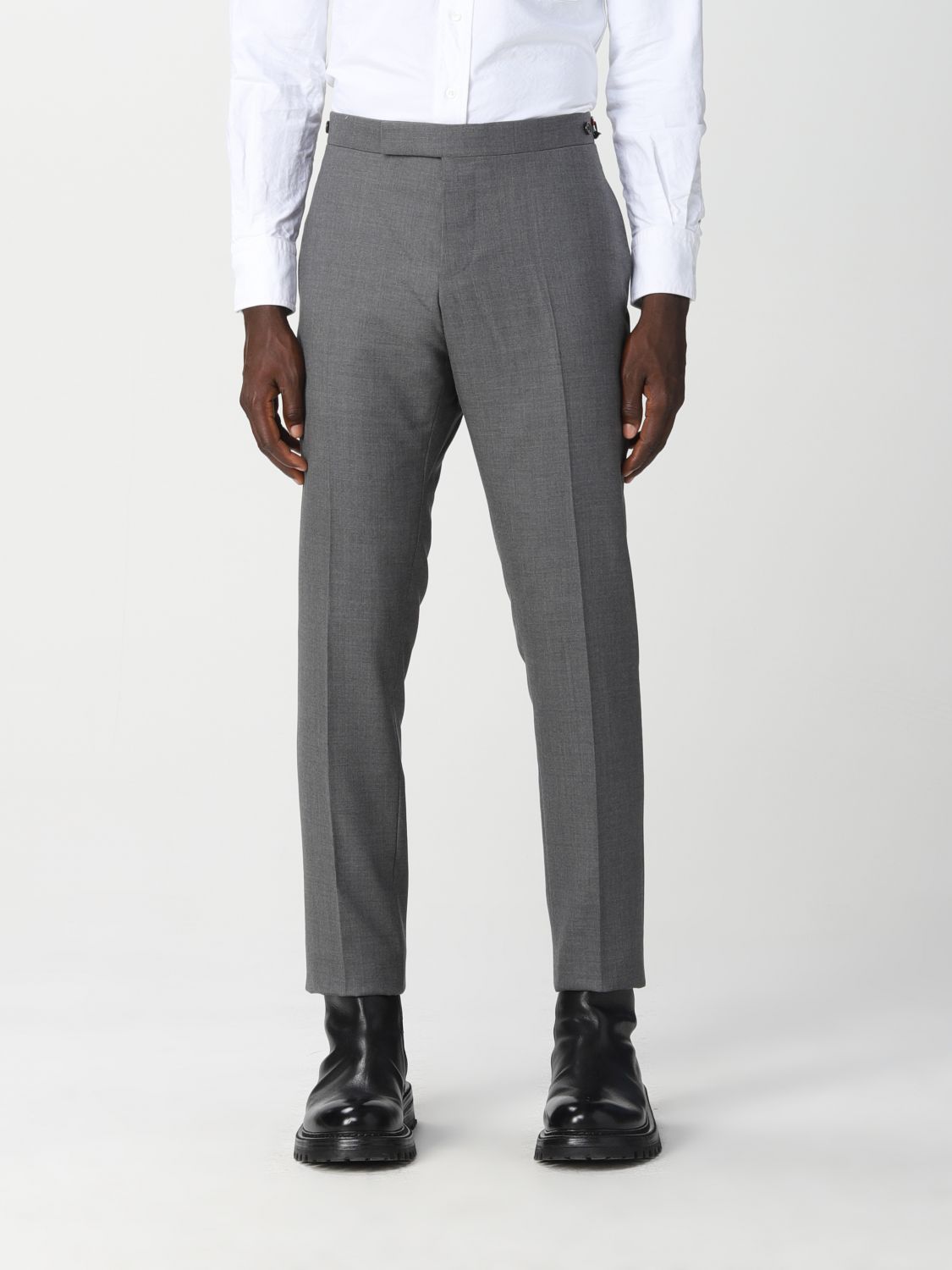 Skinny trousers with side tab in Super 120's twill