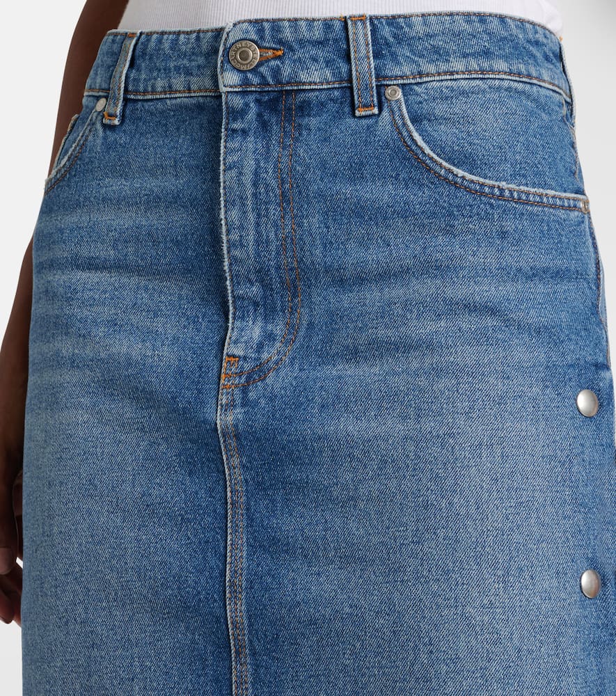 Mid-rise denim pencil skirt
