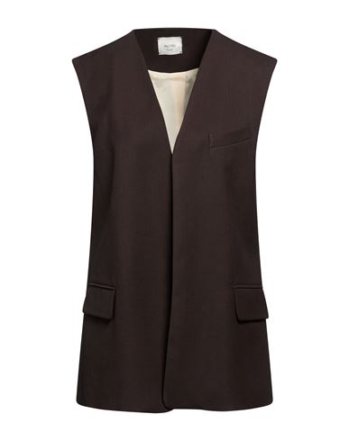 Chocolat Woman Tailored Vest Dark brown Size 4 Polyester, Virgin Wool