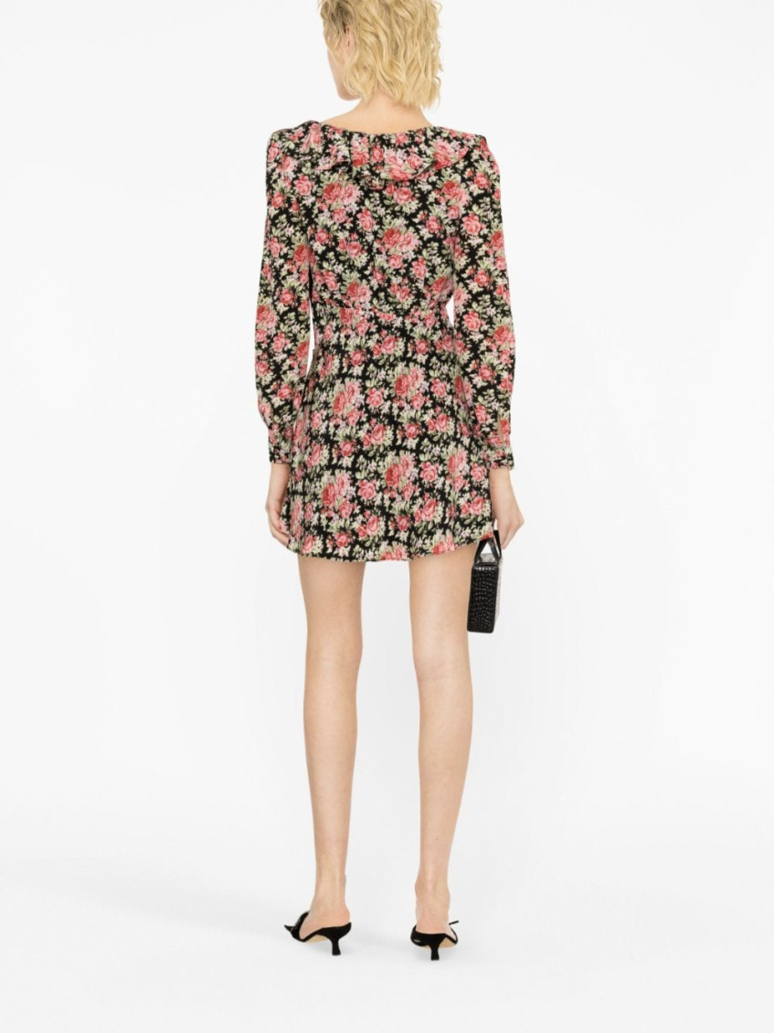 Rose Print Mini Silk Dress