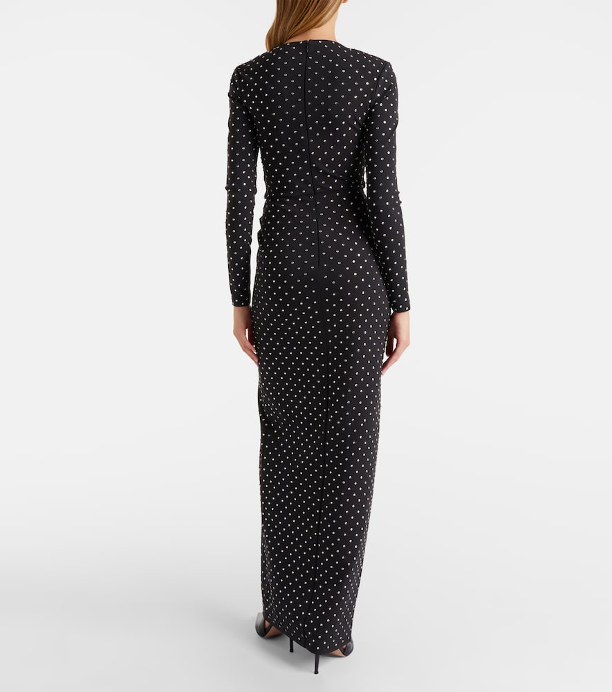 Embellished gathered jersey gown