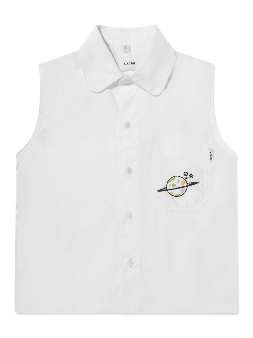 Embroidered-detail cotton tank top - White