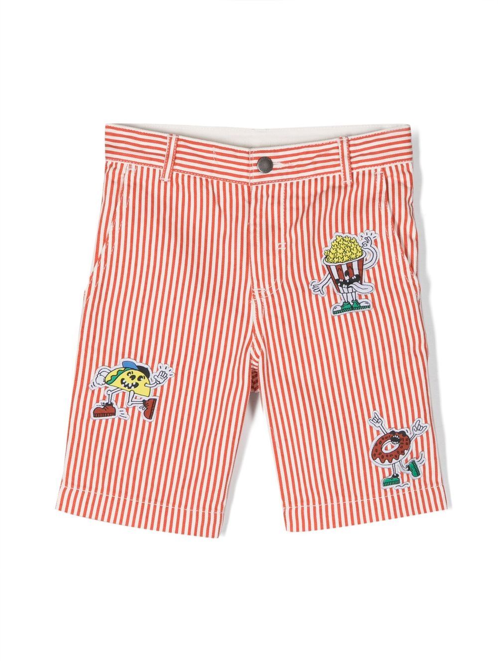 Striped cotton shorts - Red
