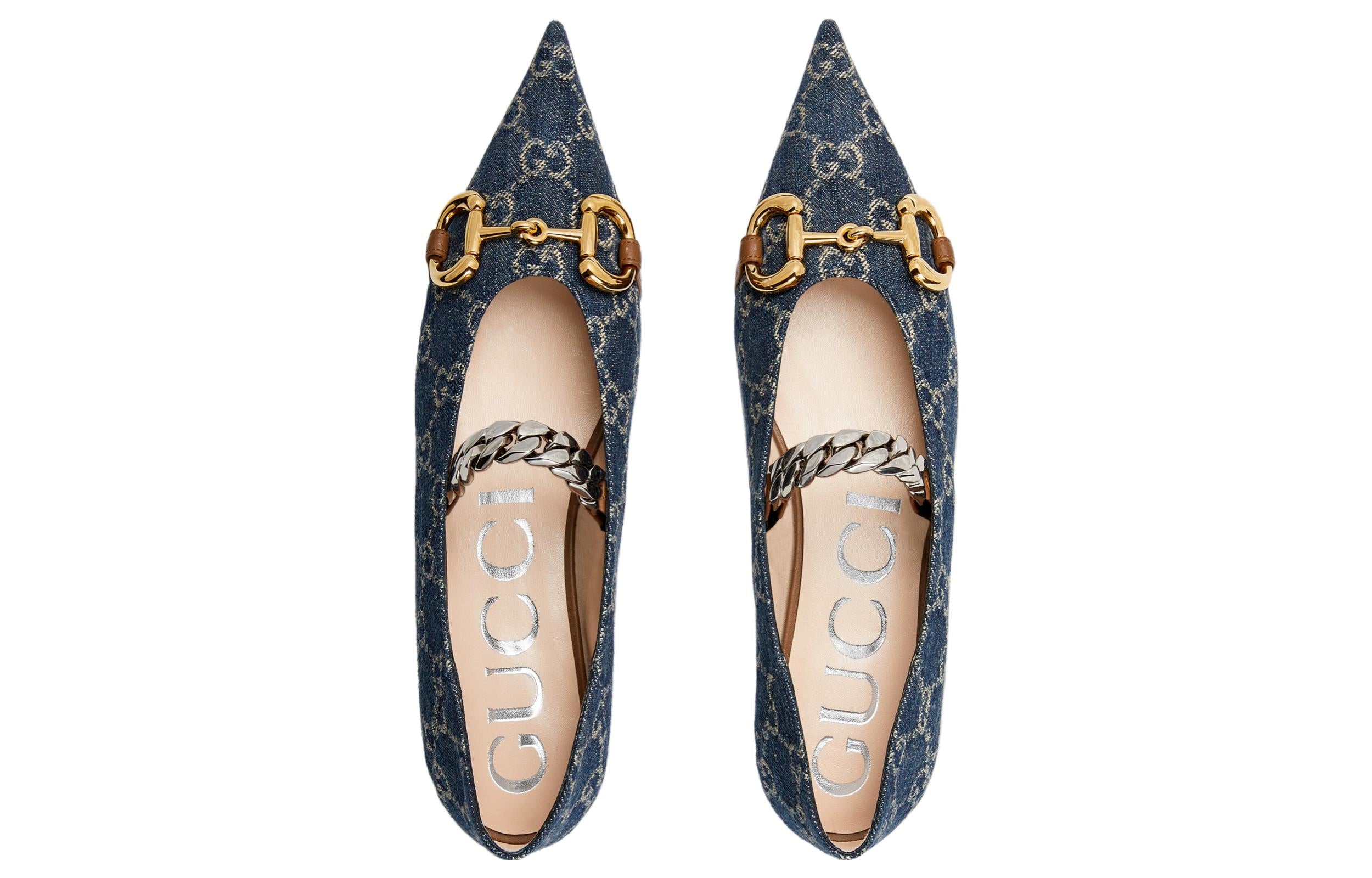 (WMNS) Denim Ballet Flat With Horsebit 'Blue'