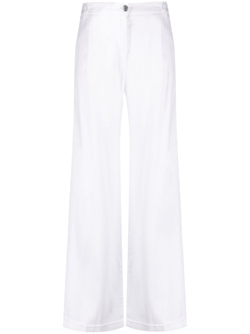 Straight-leg linen-blend trousers - White