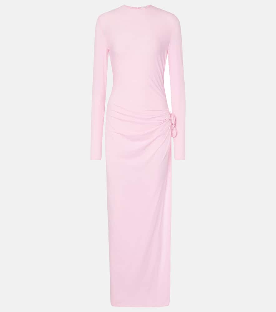 Floral-appliqué jersey gown