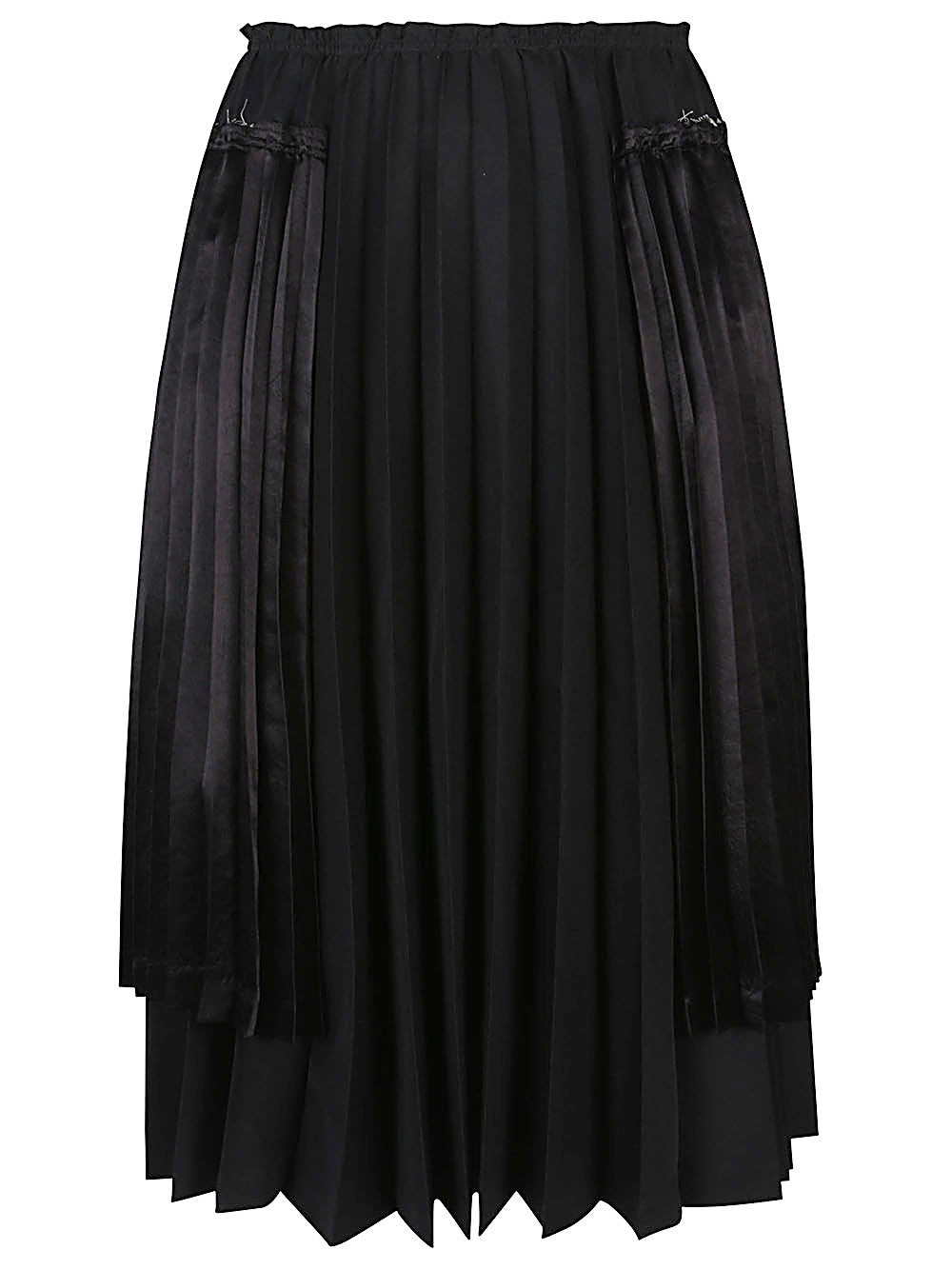 Pleated Midi Skirt — Black