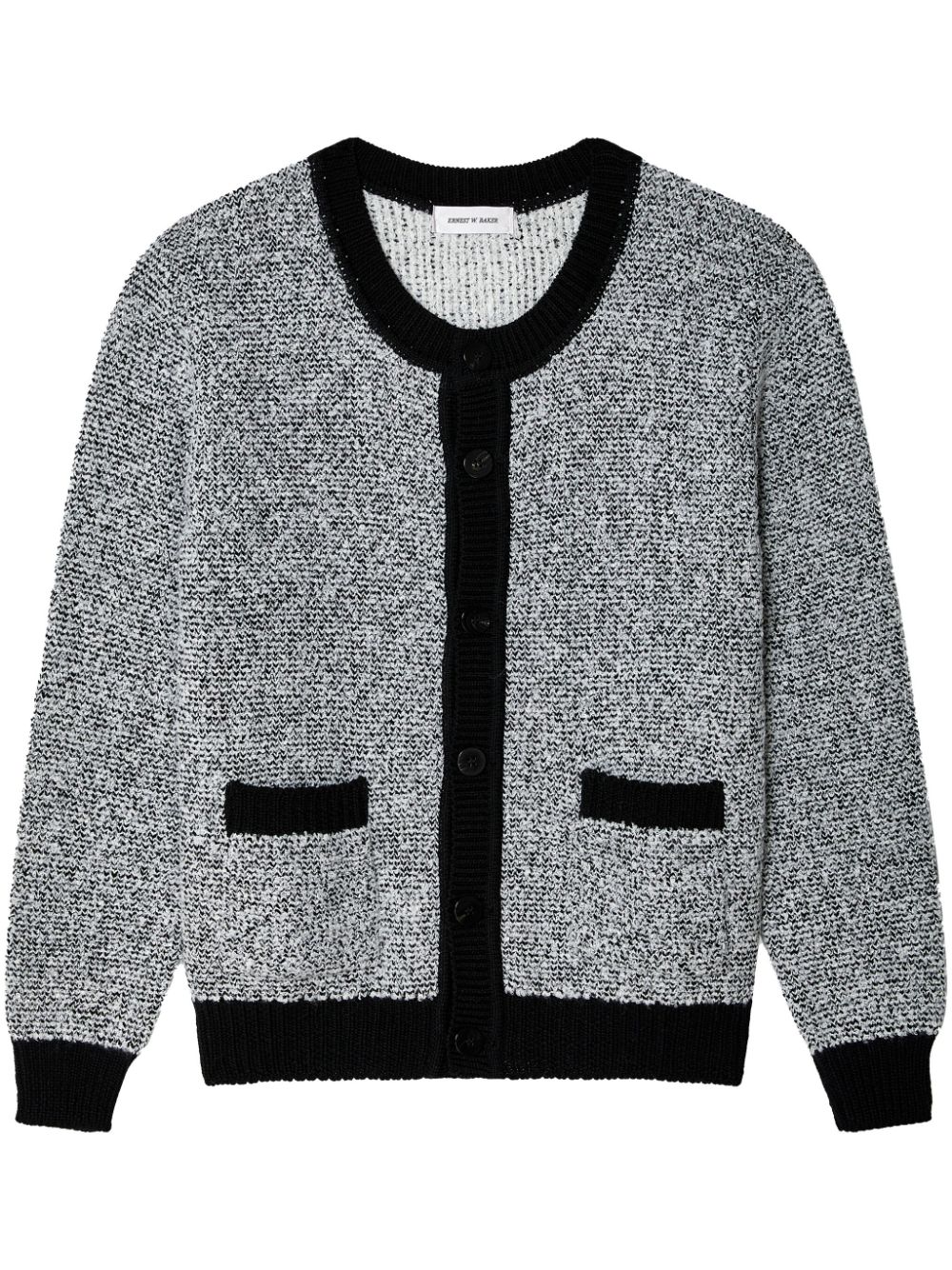 Contrast-trim bouclé cardigan - Silver