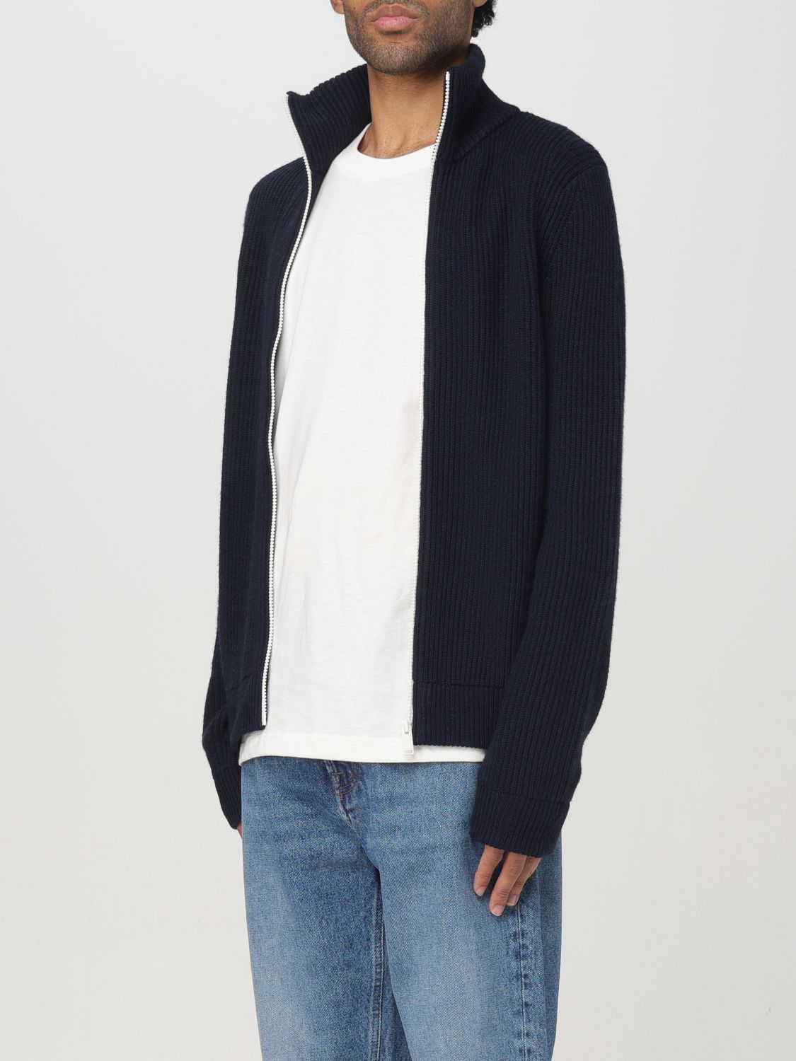Ribbed wool cardigan - Blue