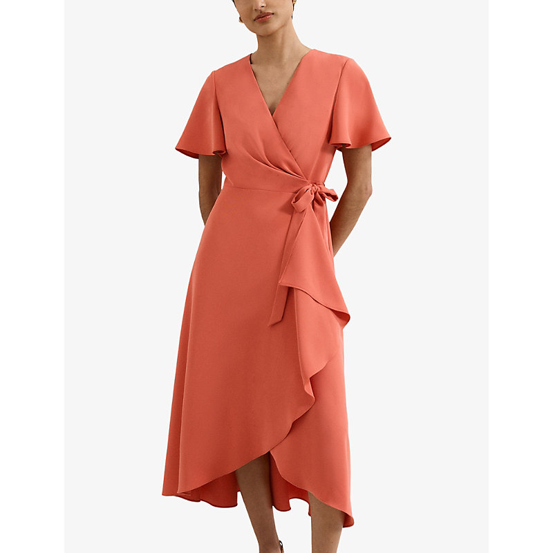 Womens Julissa Wrap-Front Woven Midi Dress