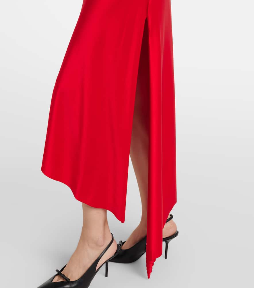 Twist ruched jersey midi dress