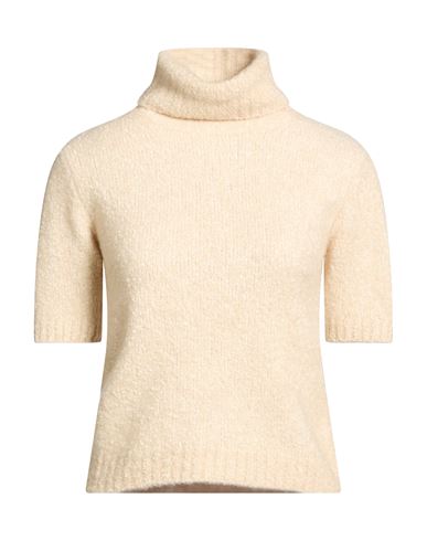 Woman Turtleneck Beige Size 4 Silk, Cashmere