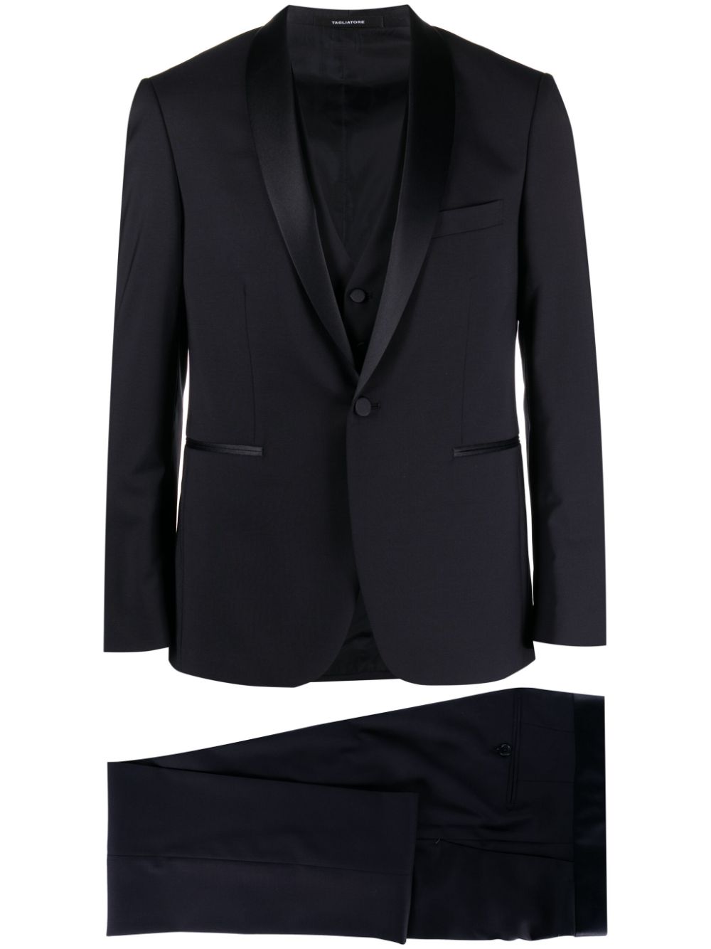 Single-breasted virgin wool blend suit - Blue