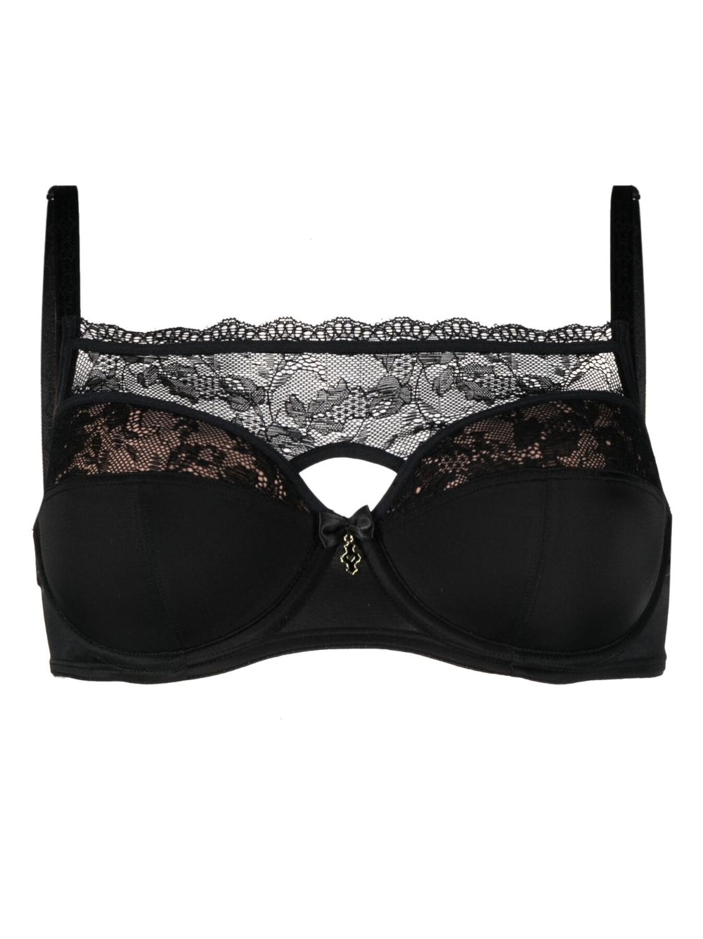 Carita lace-panel balconette bra - Black